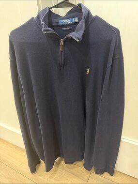 Polo by Ralph Lauren Navy Quarter-Zip Pullover with Embroidered Pony